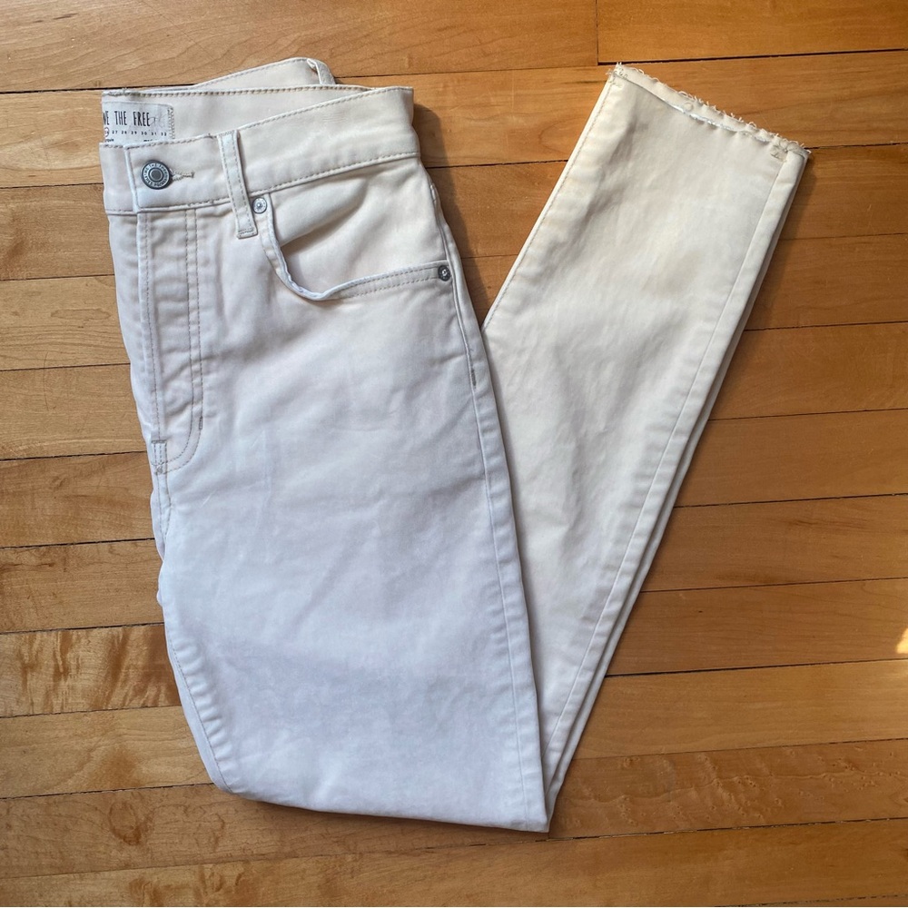 We The Free Cream Straight Leg Cord Jeans High-Waisted, Size 26 Free People